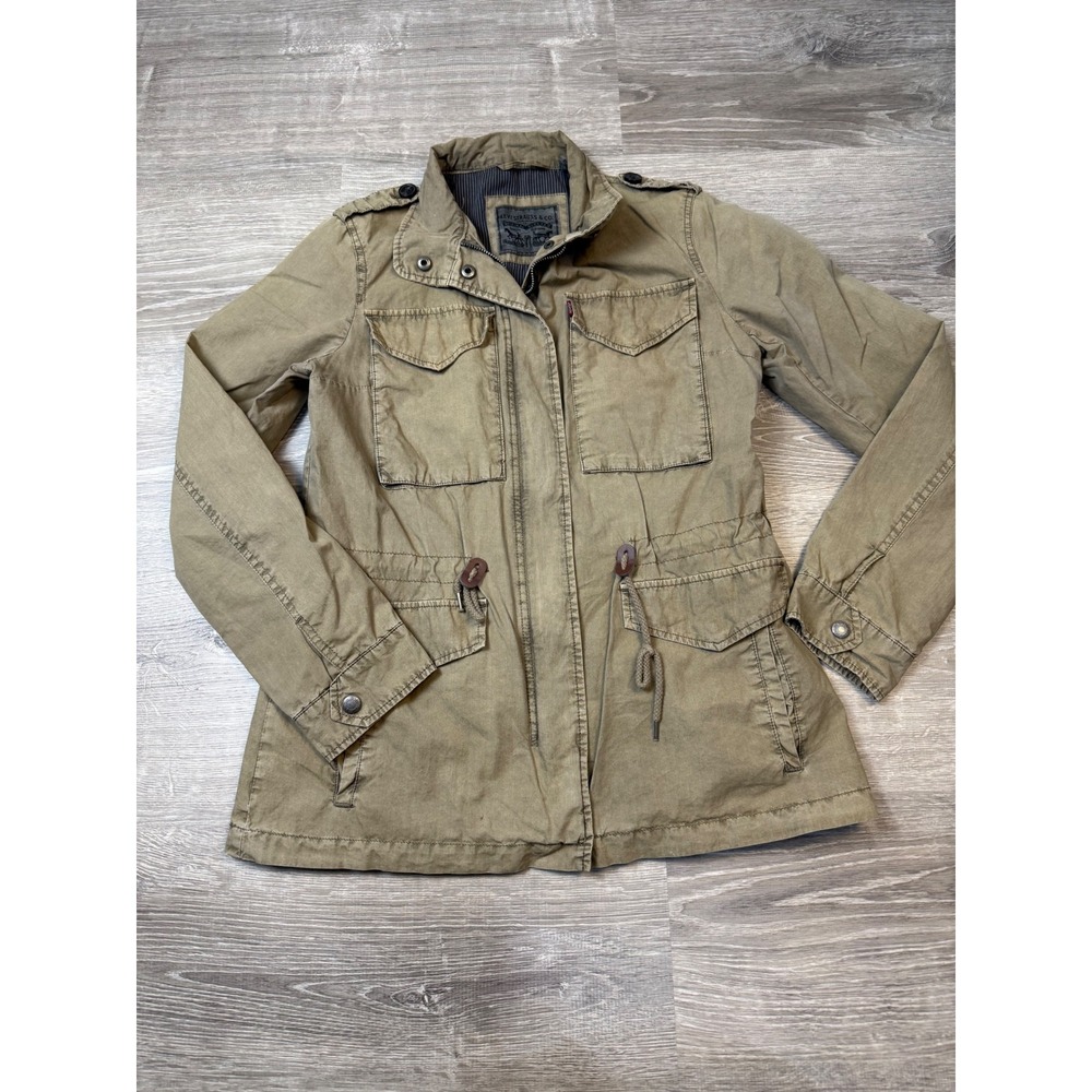Levis Womens Military Field Jacket Olive Green Utility Coat XS